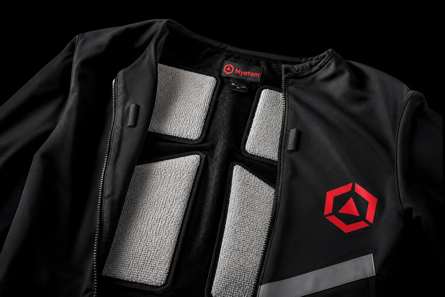 Detalle de los electrodos sobre la chaqueta MYATOM